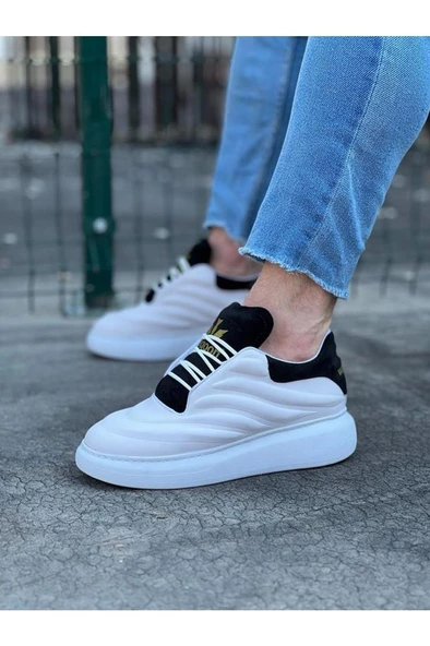 WG094 Beyaz Siyah Erkek Casual Ayakkabı - Resim 3