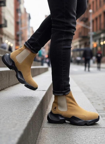 BA0444 Bağcıksız Rahat Yüksek Taban Camel Erkek Spor Yarım Bilek Bot ürün görseli