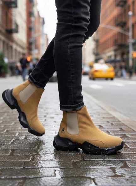 BA0444 Bağcıksız Rahat Yüksek Taban Camel Erkek Spor Yarım Bilek Bot - Resim 2