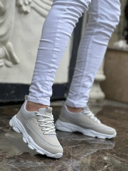 KB-707 Taş Süet Yüksek Taban Bağcıklı Günlük Erkek Ayakkabı ürün görseli