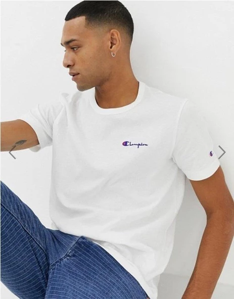 Champion Klasik 3# Logo İşleme Unisex Tişört Beyaz - 2