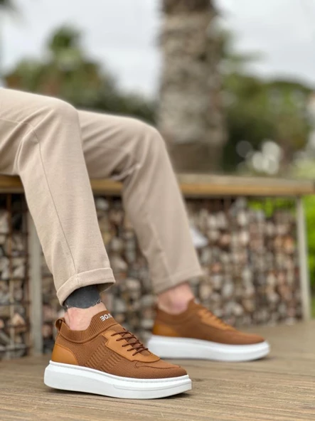 BA0812 Özel Örme Triko Tarz Taba Renk Spor Ayakkabı - Resim 3