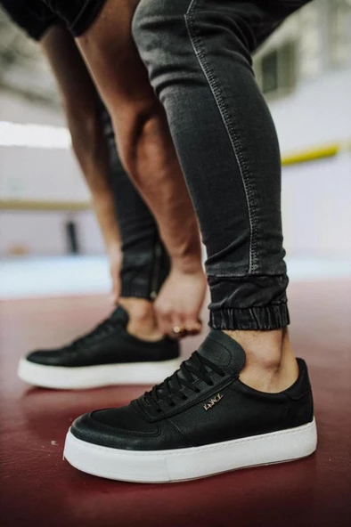 Günlük Ayakkabı 666 Siyah (Beyaz Taban) - Resim 4