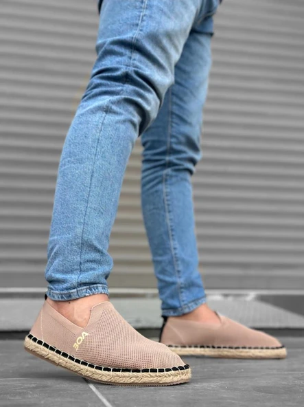 BA0224  Rahat Düz Taban Espadril Örme Triko Vizon Günlük Erkek Ayakkabı