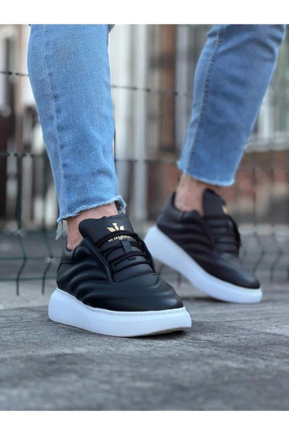 WG094 Siyah Cilt Erkek Casual Ayakkabı ürün görseli