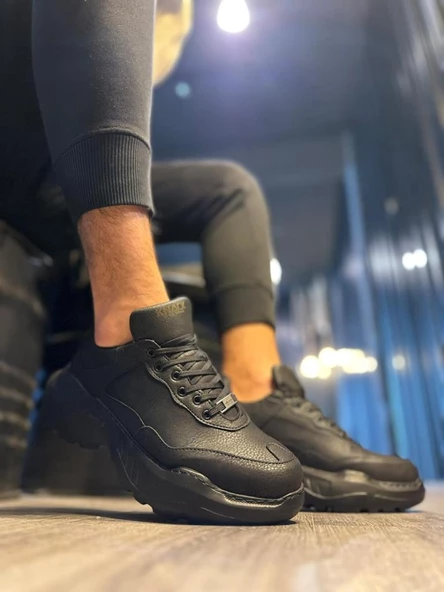 Yüksek Taban Günlük Ayakkabı N75 Siyah (Siyah Taban) - Resim 4