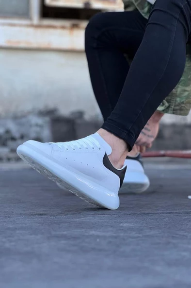 WG095 Beyaz Siyah Erkek Casual Ayakkabı - Resim 2