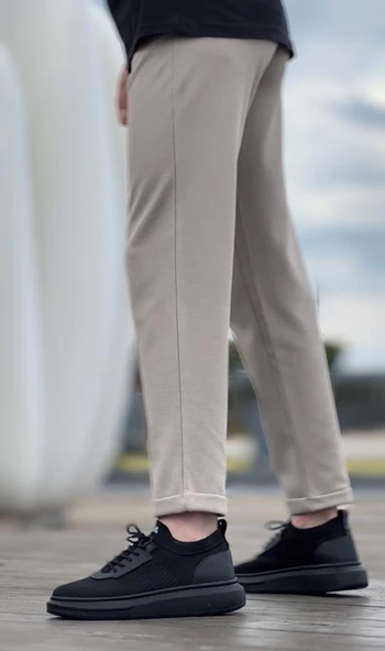 BA0812 Özel Örme Triko Tarz Siyah Renk Siyah Taban Spor Ayakkabı - Resim 4