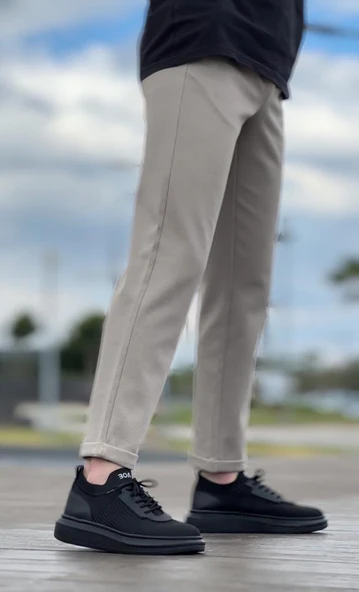 BA0812 Özel Örme Triko Tarz Siyah Renk Siyah Taban Spor Ayakkabı ürün görseli