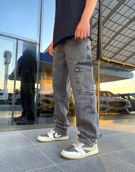 Premium Baggy Kargo Pantolon Antrasit - 2