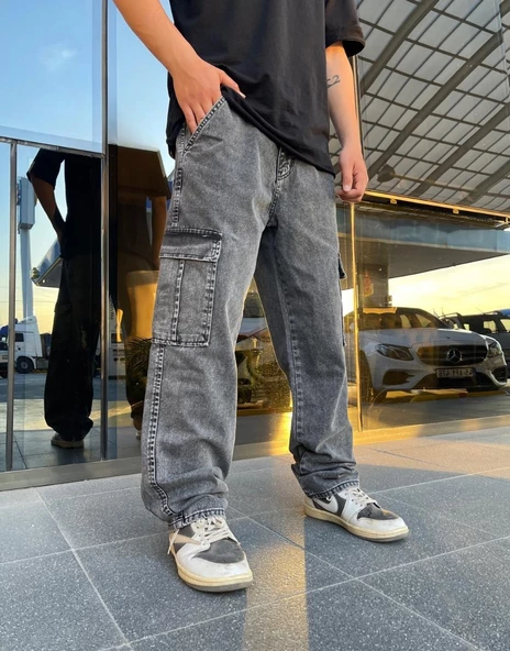 Premium Baggy Kargo Pantolon Antrasit - 4