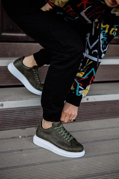 Yüksek Taban Günlük Ayakkabı 044 Haki - Resim 4