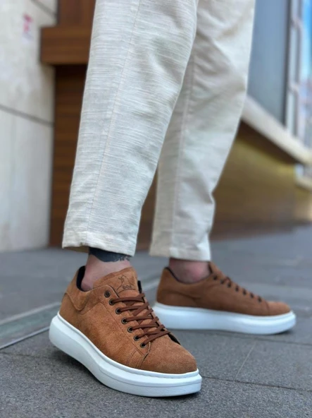 BA0547  Kalın Yüksek Taban Taba Süet Bağcıklı Spor Erkek Ayakkabı ürün görseli