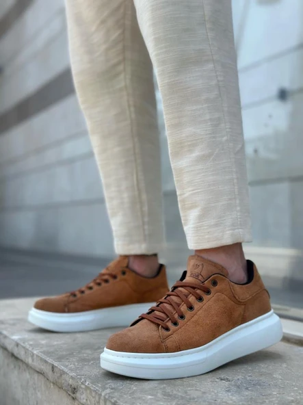 BA0547  Kalın Yüksek Taban Taba Süet Bağcıklı Spor Erkek Ayakkabı - Resim 3