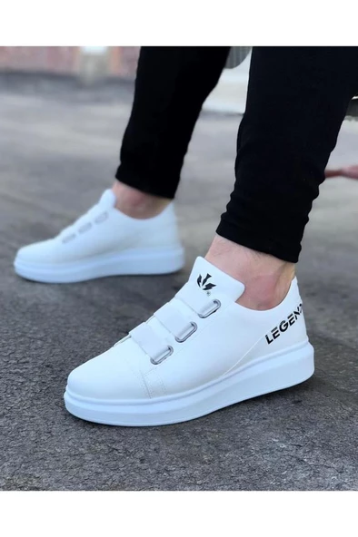WG029 Beyaz Kalın Taban Casual Erkek Ayakkabı - Resim 2