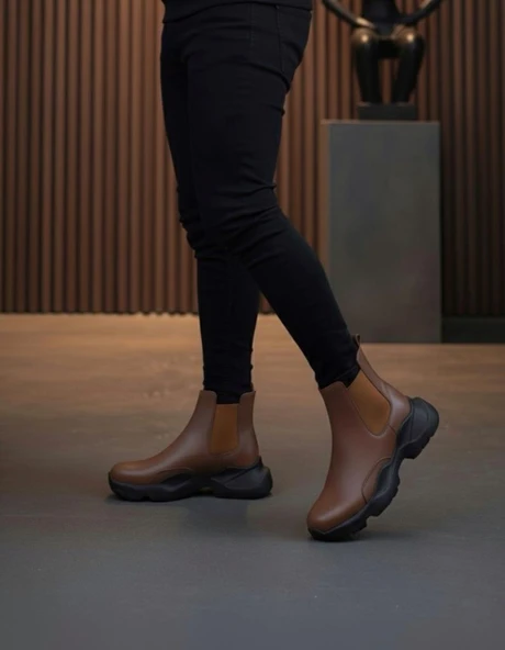 BA0444 Bağcıksız Rahat Yüksek Taban Taba Erkek Spor Yarım Bilek Bot - Resim 2