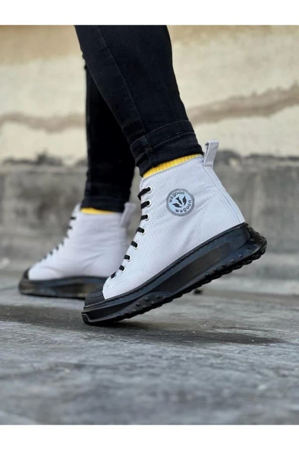 WG017 Gri Siyah Erkek Yarım Bilek Casual Ayakkabı - Resim 3