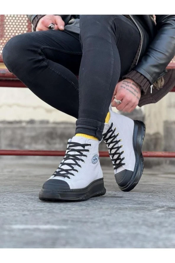 WG017 Gri Siyah Erkek Yarım Bilek Casual Ayakkabı - Resim 2