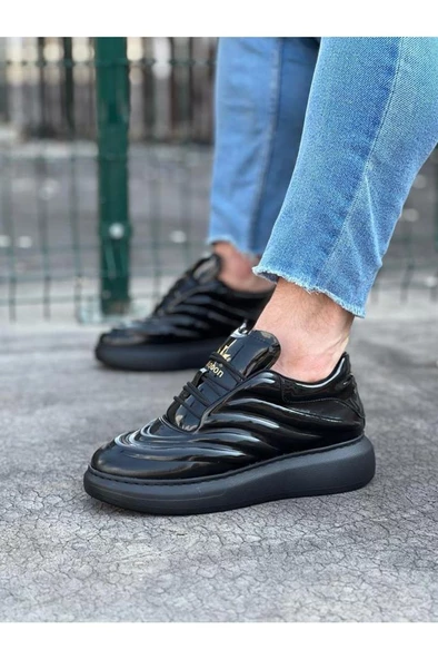 WG094 Kömür Rugan Erkek Casual Ayakkabı - Resim 3