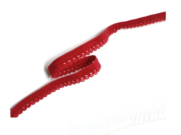 Lastik KIRMIZI faredişi desenli 8mm- 5mt  iç çamaşır Lastiği 1 Paket 5Mt - 2