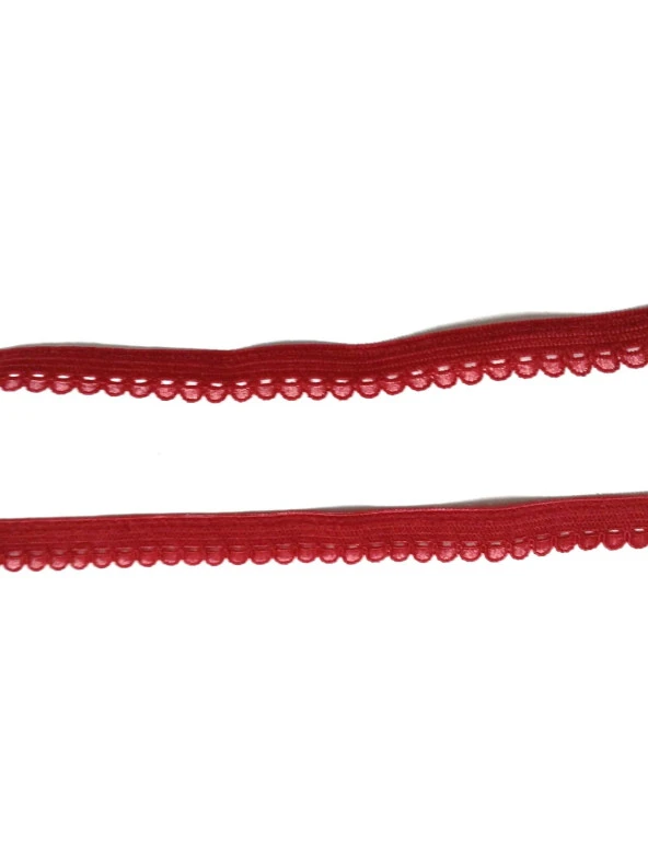 Lastik KIRMIZI faredişi desenli 8mm- 5mt  iç çamaşır Lastiği 1 Paket 5Mt - 3