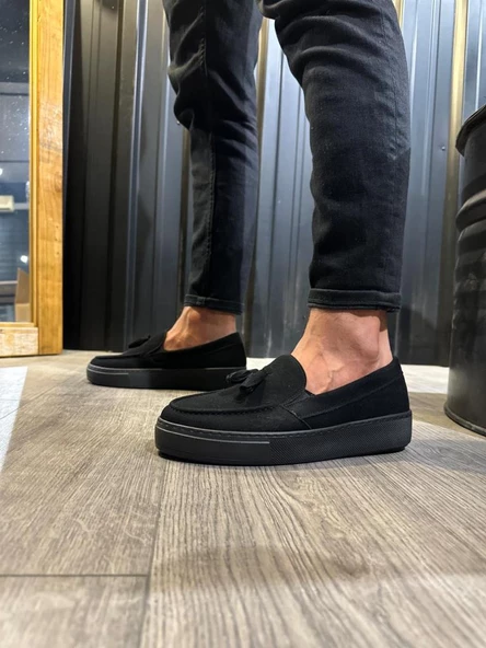 Günlük Spor Klasik Ayakkabı 717 Siyah Süet (Siyah Taban) - Resim 3