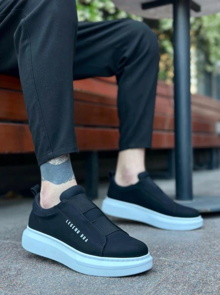 BA0307 BOA Kalın Yüksek Taban Çift Bant Siyah Beyaz Erkek Ayakkabı ürün görseli