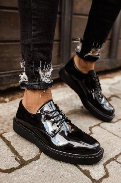 CH001 Rugan Siyah Taban Erkek Ayakkabı SİYAH ürün görseli