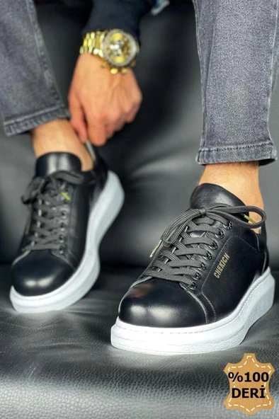 CH257 BT Hakiki Deri Erkek Ayakkabı SIYAH - Resim 3