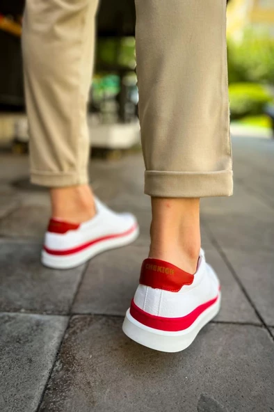 CH979 Santoni GBT Spor Erkek Ayakkabı BEYAZ/KIRMIZI - 5