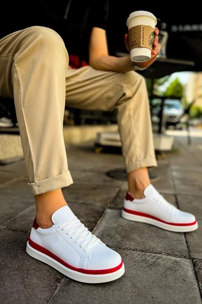CH979 Santoni GBT Spor Erkek Ayakkabı BEYAZ/KIRMIZI - 2