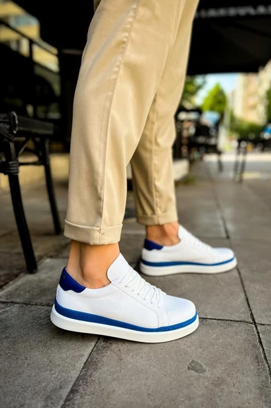 CH979 Santoni GBT Spor Erkek Ayakkabı BEYAZ/MAVI - 4