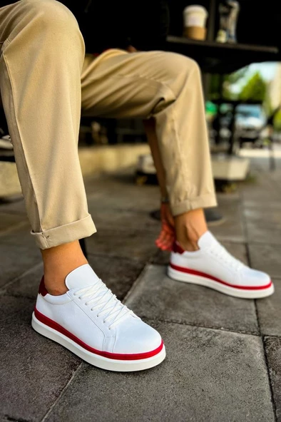 CH979 Santoni GBT Spor Erkek Ayakkabı BEYAZ/KIRMIZI - 3