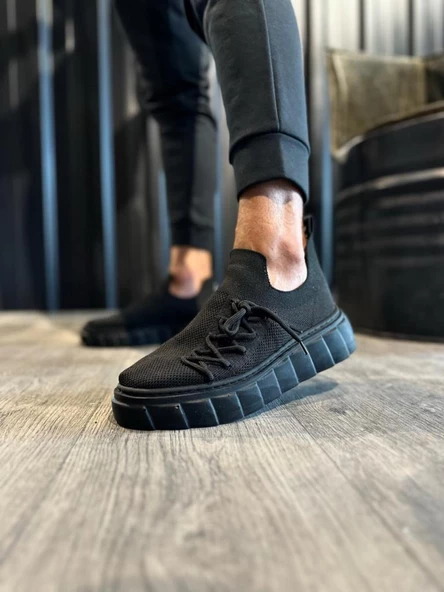 Yüksek Taban Günlük Süet Ayakkabı 1025 Siyah (Siyah Taban)