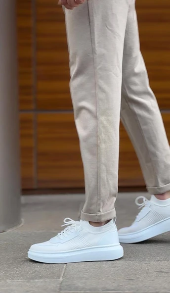 BA0812 Özel Örme Triko Tarz Beyaz Renk Spor Ayakkabı - Resim 6