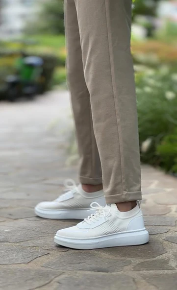 BA0812 Özel Örme Triko Tarz Beyaz Renk Spor Ayakkabı - Resim 5