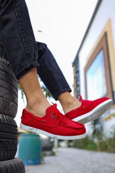 Mevsimlik Keten Ayakkabı 008 Kırmızı - Resim 8