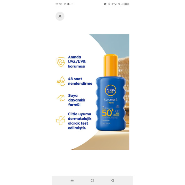 nivea sun 50 faktör güneş kremi