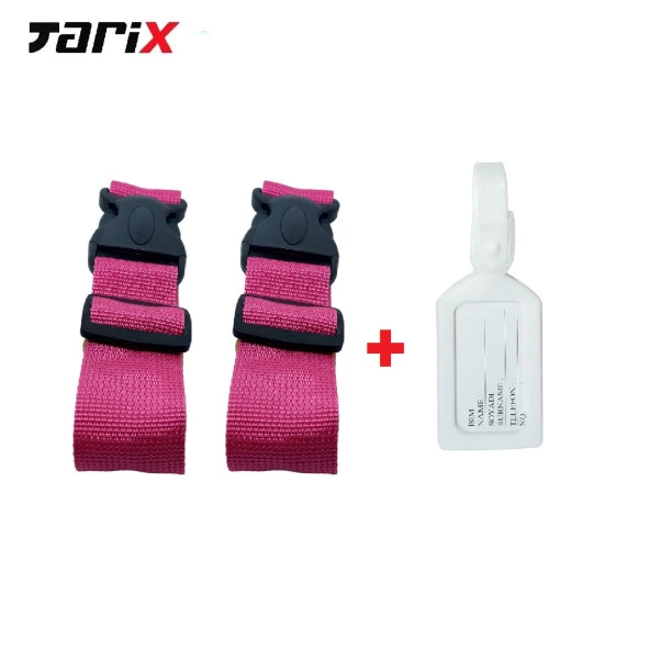 tarix 2 adet Pembe Valiz kemeri + 1 adet Beyaz valiz etiketi - 2