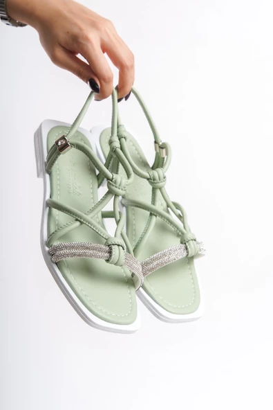 MİA026-1513 Günlük Kadın Yeşil Tatil Sandaleti - Resim 2