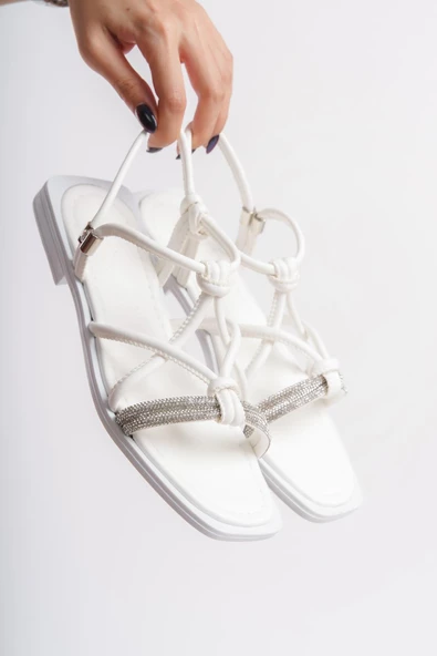 MİA026-1513 Günlük Kadın Beyaz Tatil Sandaleti ürün görseli 1