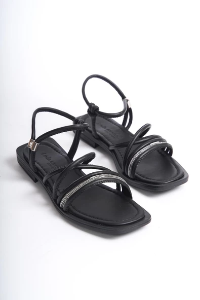 MİA026-1511 Günlük Kadın Siyah Tatil Sandaleti - Resim 3