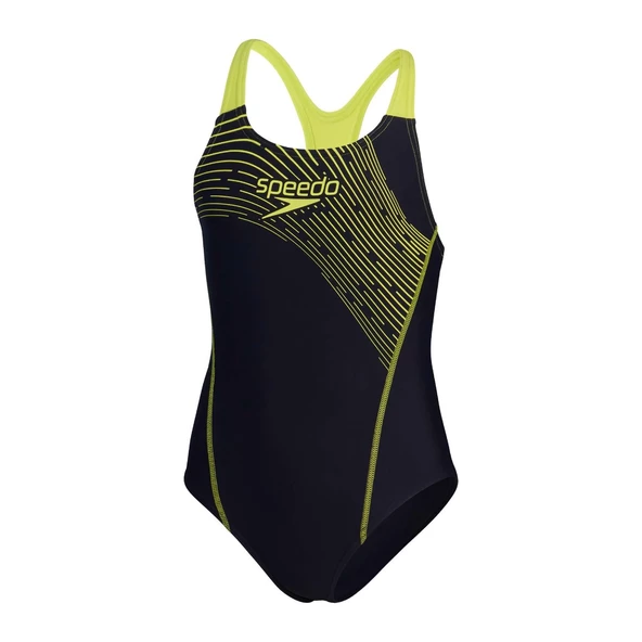 Speedo Medley Kız Çocuk Mayosu (Lacivert/Sarı)