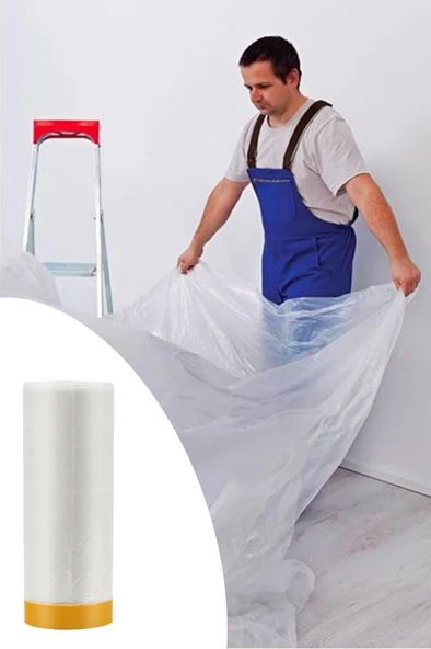 Boya Badana Eşya Koruma Yapışkanlı Hışır Örtüsü 280cm x 15m - 8