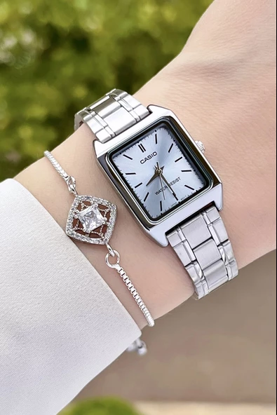 Casio CSISTE36 Kadranı Mavi Kordonu Gümüş Renk Hediye Paketli Kadın Kol Saati - Resim 3