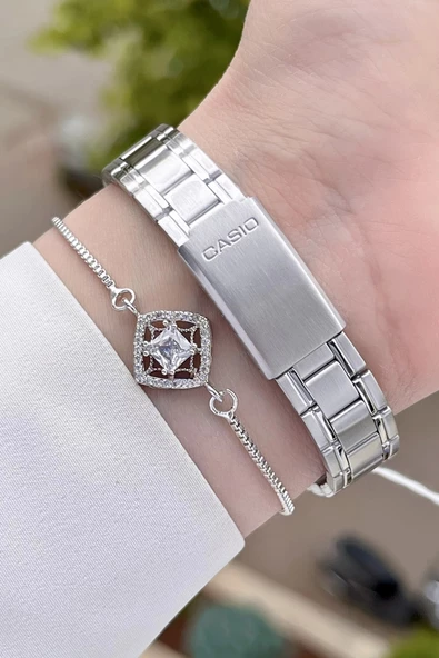 Casio CSISTE35 Kadranı Siyah Kordonu Gümüş Renk Hediye Paketli Kadın Kol Saati - Resim 5