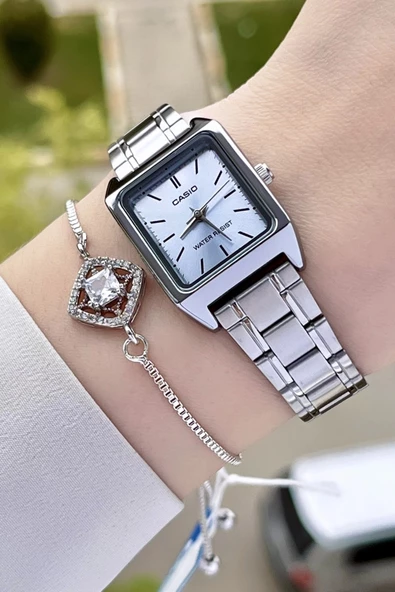 Casio CSISTE36 Kadranı Mavi Kordonu Gümüş Renk Hediye Paketli Kadın Kol Saati ürün görseli 1