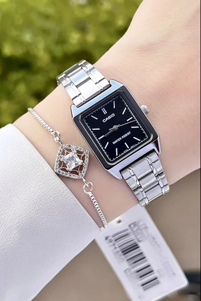 Casio CSISTE35 Kadranı Siyah Kordonu Gümüş Renk Hediye Paketli Kadın Kol Saati - Resim 4