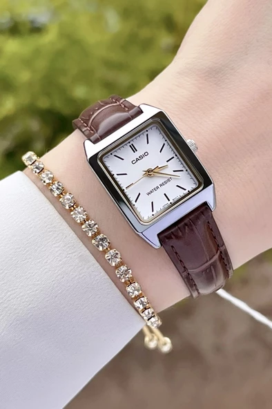 Casio CSISTE40 Kasası Gümüş Kordonu Kahverengi Renk Hediye Paketli Kadın Kol Saati - 2