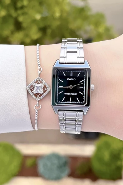 Casio CSISTE35 Kadranı Siyah Kordonu Gümüş Renk Hediye Paketli Kadın Kol Saati - Resim 3